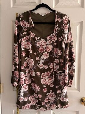 Charlotte Russe Dress with Pink Brown Floral Print